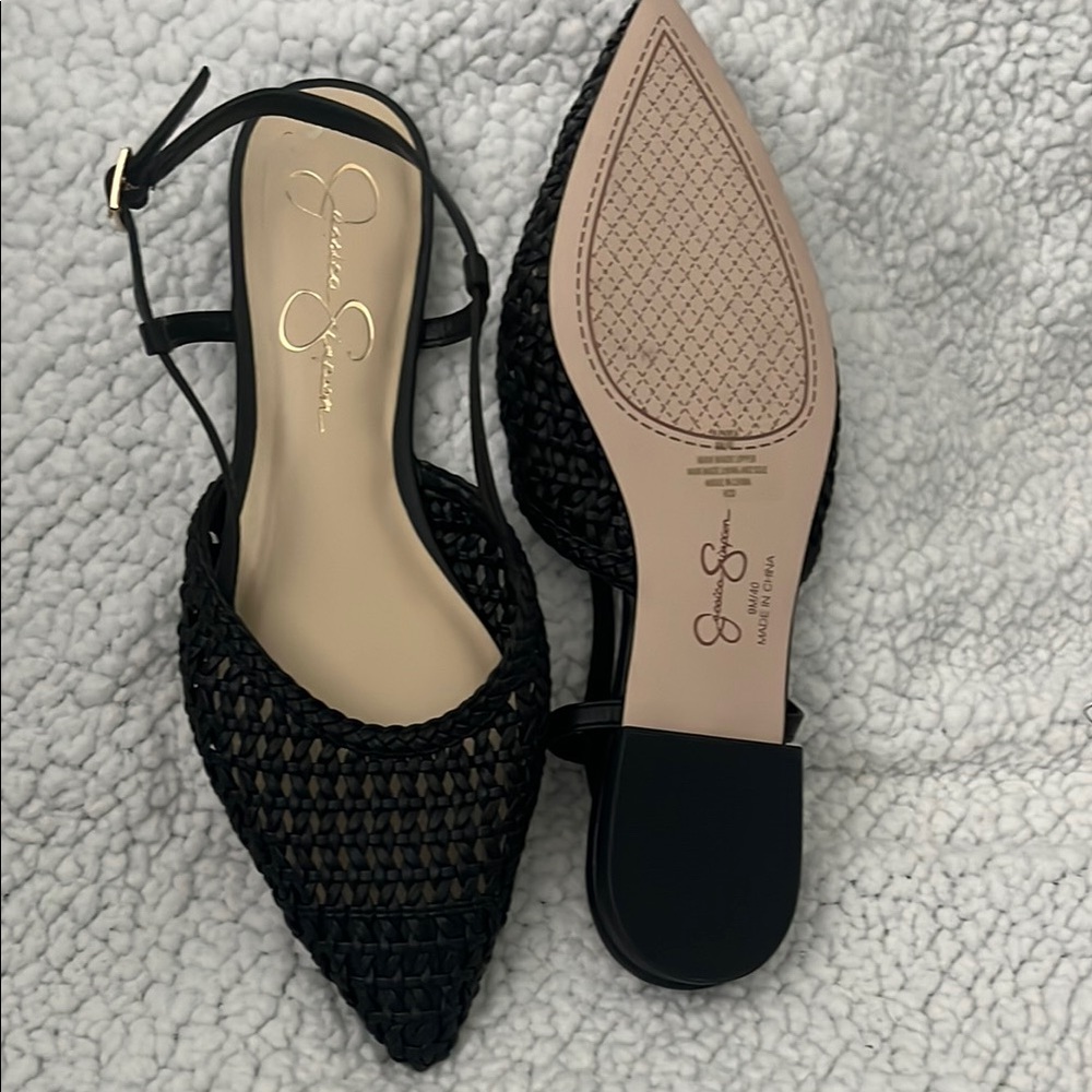 Jessica Simpson Black Flats Classic Design New in Box